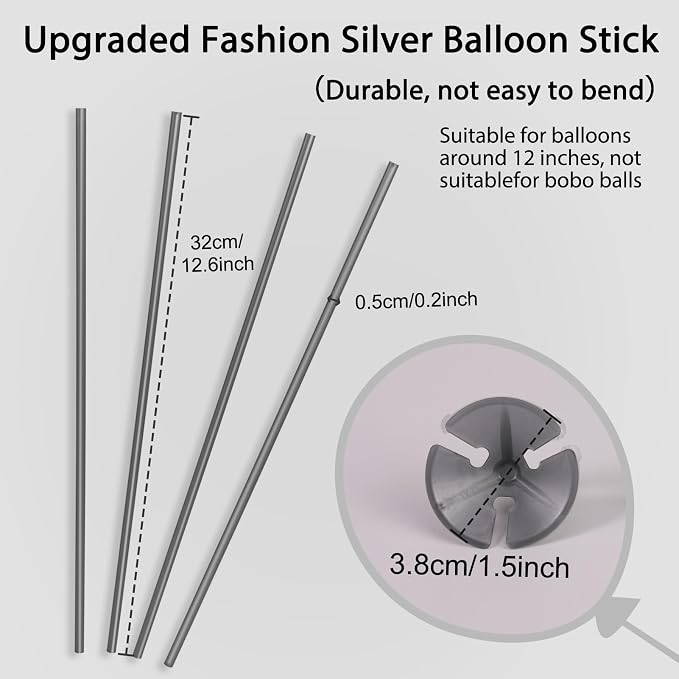 PP OPOUNT 35PCS Silver Balloon Sticks - Image 2