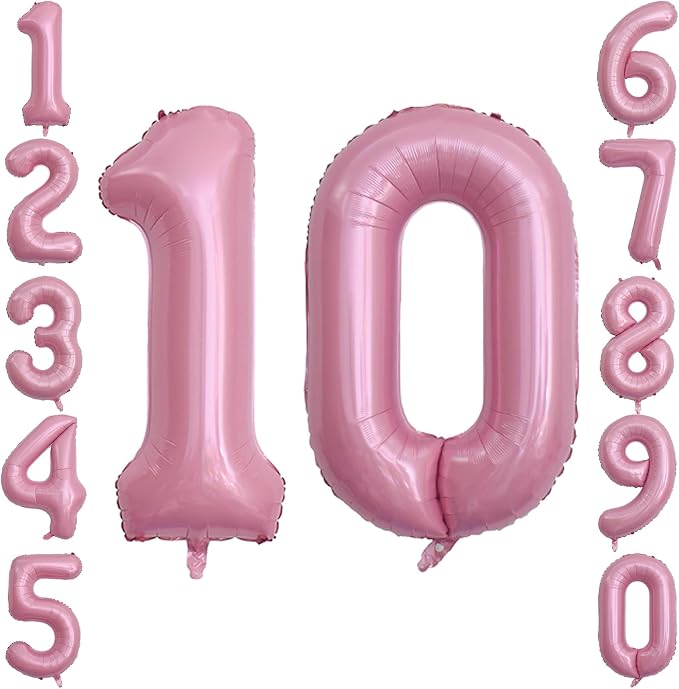 Pearlescent Pink Number 10 Balloon 40 Inch, Shiny Foil by Unknown
