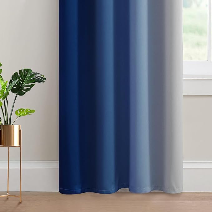 Yakamok Ombre Curtains Royal Blue and Greyish White - Image 4
