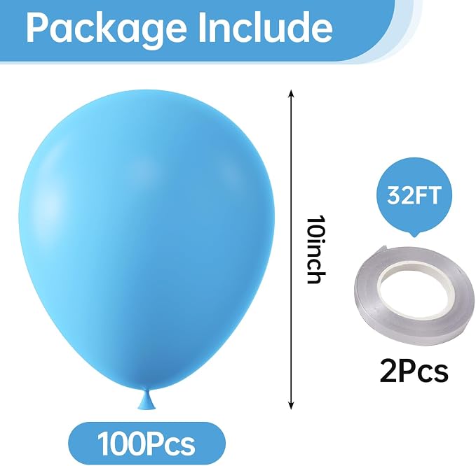 10 Inch Light Blue Balloons - Image 2