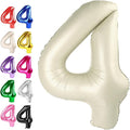 40 Inch Cream White Large Number 4 Birthday Balloon, Giant Number Four 14 24 34 by Upgesy