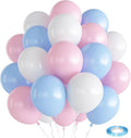 Pink Blue White balloons, 30 Pieces Pastel Pink White Blue Latex Balloons by Togvu