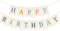 Doumeny Happy Birthday Burlap Banner Boho Birthday Bunting Garland Blue by Doumeny