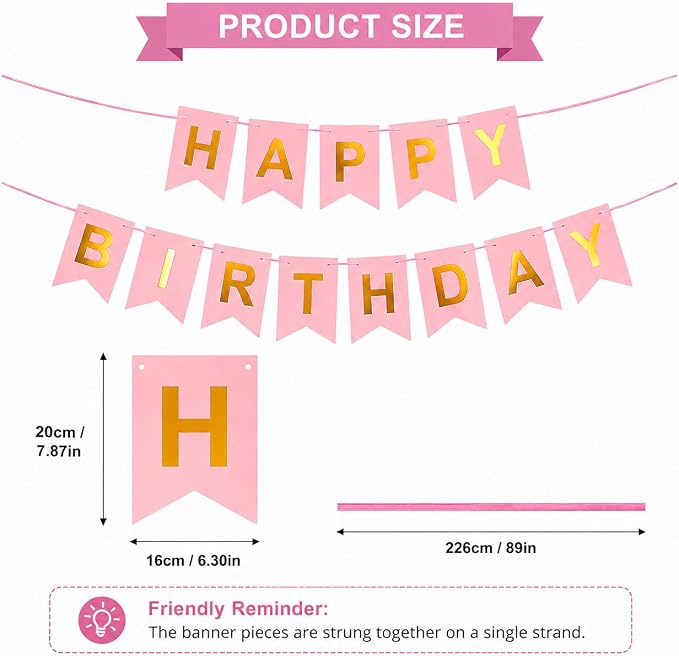 Pink Happy Birthday Banner Sign - Image 2