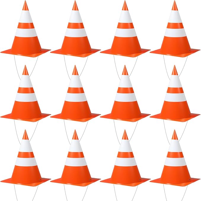 12 Pcs Halloween Orange Traffic Cone Hats Funny Unisex Halloween Costume Road by Unknown