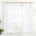 YoungsTex 48 Inch Length White Linen Curtains, Short Light Filtering Drapes by YoungsTex