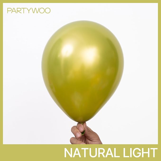 PartyWoo Metallic Lime Green Balloons 140pcs Metallic Light Pastel Green | 18 - Image 2