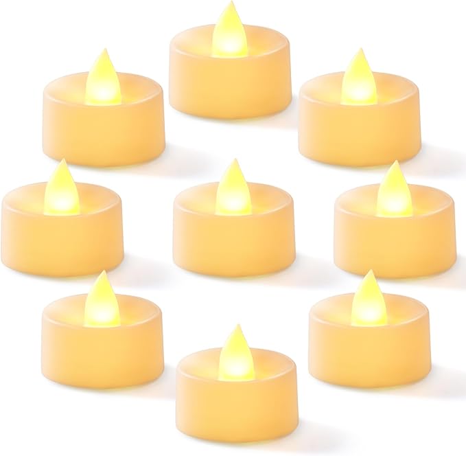 Homemory 100-Pack Flameless LED Tea Lights Candles Battery Operated, 200+Hour Fake Electric Candles TeaLights for Votive, Halloween, Ofrenda, Diya, Wedding Centerpiece Table Decor, Funeral, Christmas