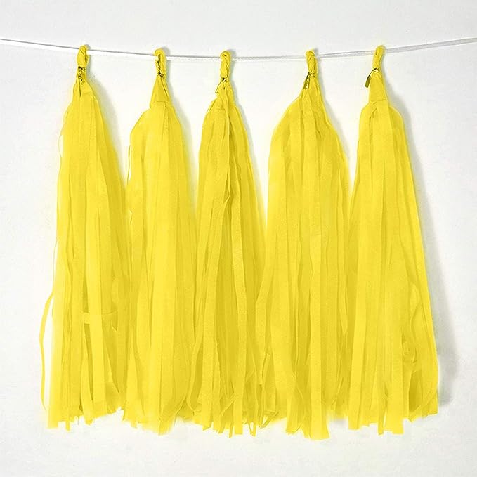 Yellow Tissue Paper Tassel Garland DIY Hanging Paper Decorations by Binpeng