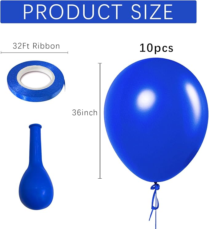 Blue Balloons Blue Party Decorations 10 Pack 36 inch Round Royal Blue Balloons - Image 2
