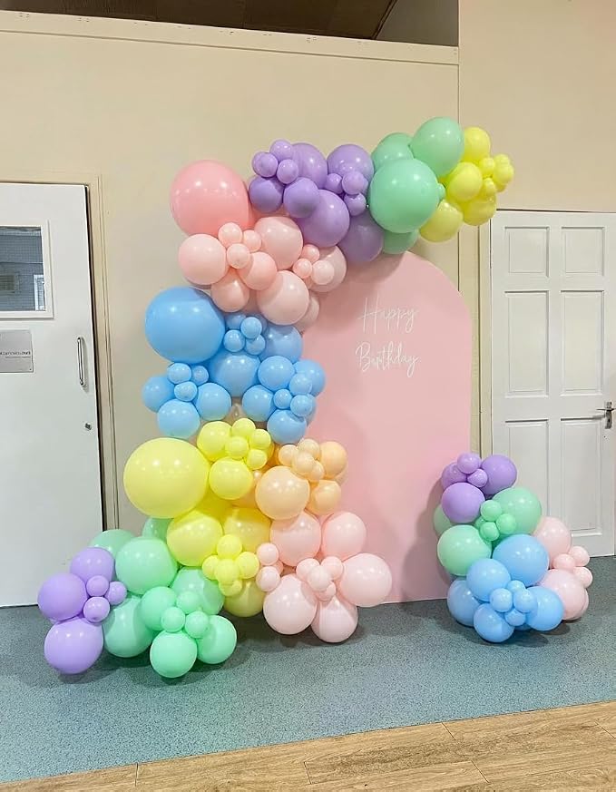 186Pcs Pastel Rainbow Balloons Garland Arch Kit -18 12 10 5 Inch Different - Image 6