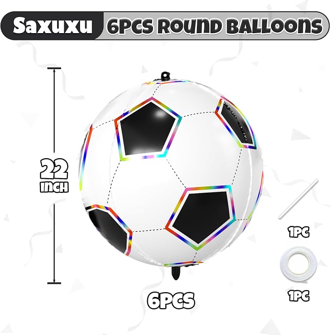 Soccer Ball Balloons, 22 Inch Soccer Balloons Laser Round Sphere Balloon - Image 2