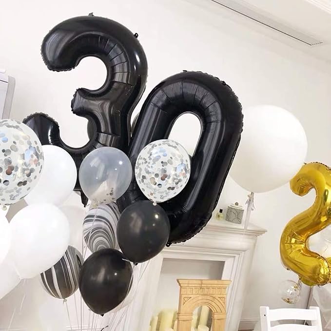 TONIFUL 40 Inch Black Number 8 Balloons Large Foil 8th Birthday Decorations | - Image 4