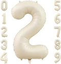 Cream Number 2 Balloons, 40 Inch 2 Balloons Giant Helium Foil Mylar Beige 2 by BBPOOL