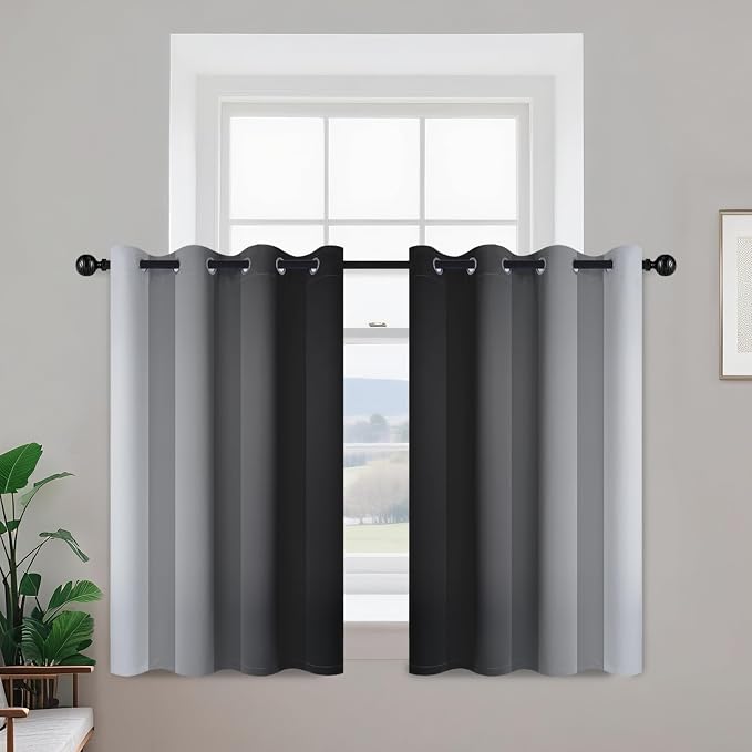 Yakamok Ombre Curtains Black and Greyish White - Image 2