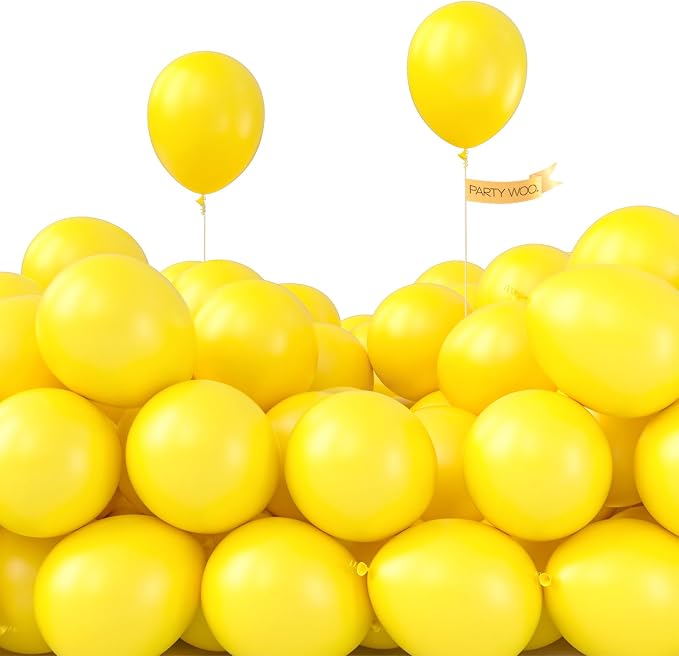 PartyWoo Yellow Balloons 50pcs Matte Yellow Small Latex Helium Balloons | 5 Inch by PartyWoo