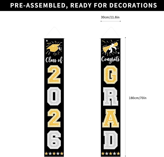 Graduation Decorations Class of 2026 Hanging Grad Banner, Graduation - Image 2