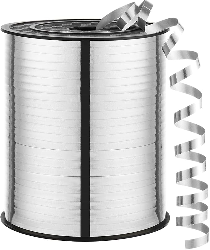 Silver Ribbon, 500 Yard Curling Ribbons by LACNNY