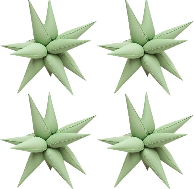 50pcs Matte Green 20' Water Drop Foil Cone Mylar Balloons Matte Green Star by Enimapod
