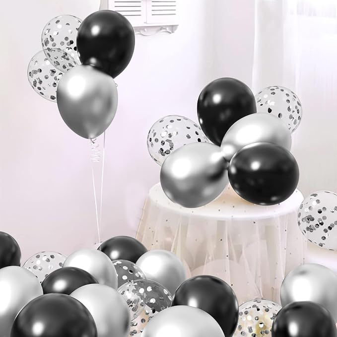 Black and Silver Balloons, Thick & Durable, - Image 5