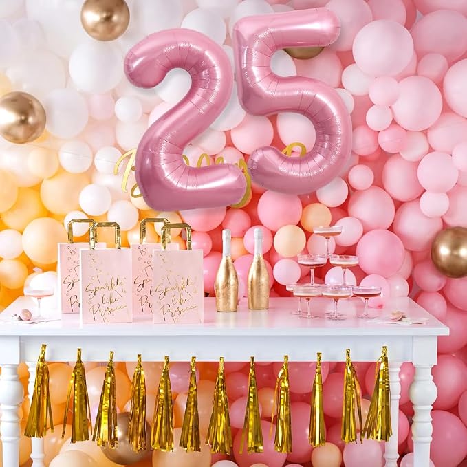 TONIFUL 40 Inch Pink Number 25 Balloon Large Foil 25th Birthday Decorations | - Image 6