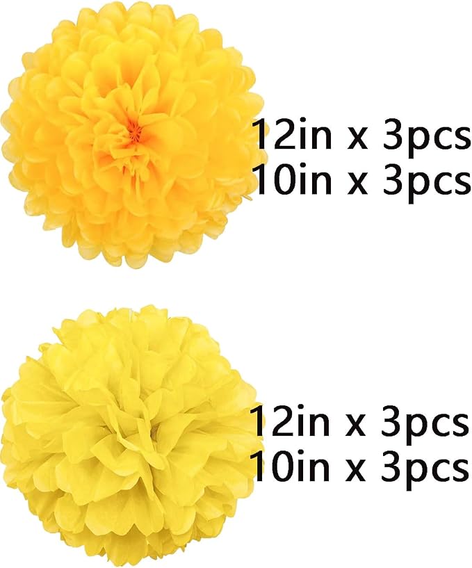 We Moment Yellow Paper Pom Poms Decorations - Image 2