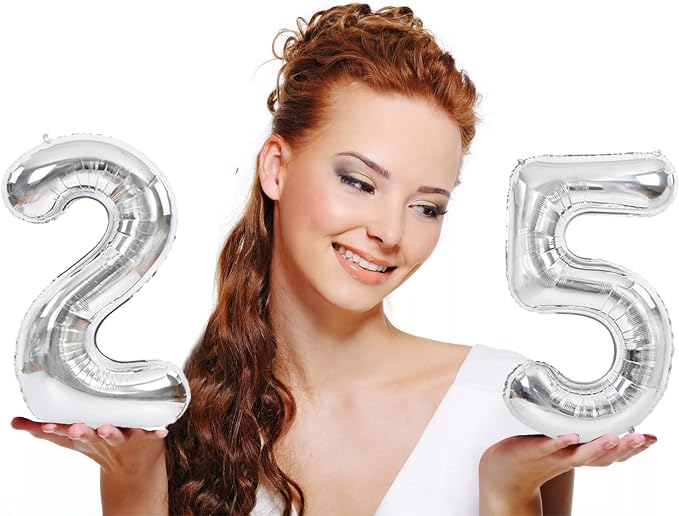 TONIFUL Number Balloon 16 Inch 10 Pcs Silver 0-9 Birthday Number Balloons | - Image 5