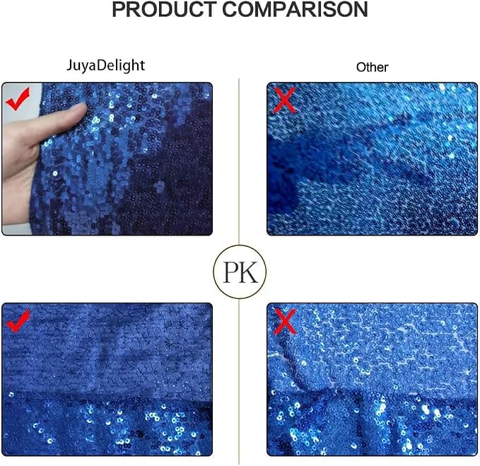 Juya Delight Navy Blue Sequin Backdrop Curtain 6FT X 6FT Glitter Shimmer Photo - Image 6