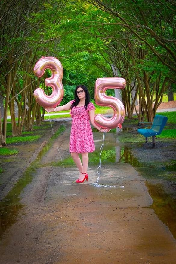 3 Balloon Numbers Birthday Decorations, 40In Pearl Pink Balloons - Image 4