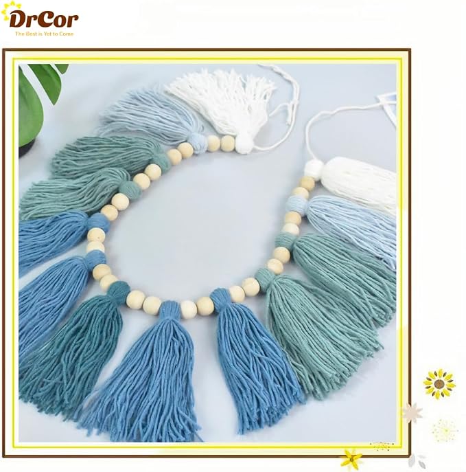 DrCor Ombre Sage & Mint Tassel Garland – Boho Decor | Eucalyptus nursery & kids - Image 6