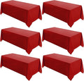VidaFete Tablecloth 6 Pack 90 * 132inch Rectangle Table Cloth Polyester, Stain Wrinkle Resistant Polyester Dining Table Cover for Kitchen Dinning Party Wedding Rectangular Buffet Decoration(Red)