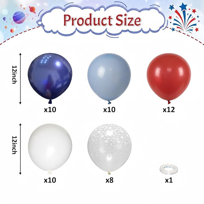 Red White and Blue Baseball Balloons - Image 2