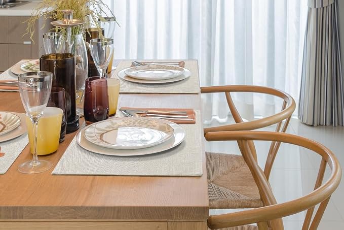 Faux Cotton Linen Placemats Set of 6, Cloth Washable Farmhouse Dining Table Mats - Image 7