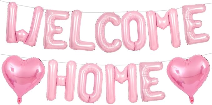 Welcome Home Balloons Pink, 16Inch Welcome Home Foil Balloons Banner by Xinvery