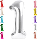 1 Balloon Numbers Birthday Decorations, 40In Silver Balloons by Mluchee