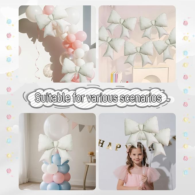 4pcs Jumbo Oversized Ribbon Balloons Coquette Bow Balloons Bow Party Coquette - Image 4
