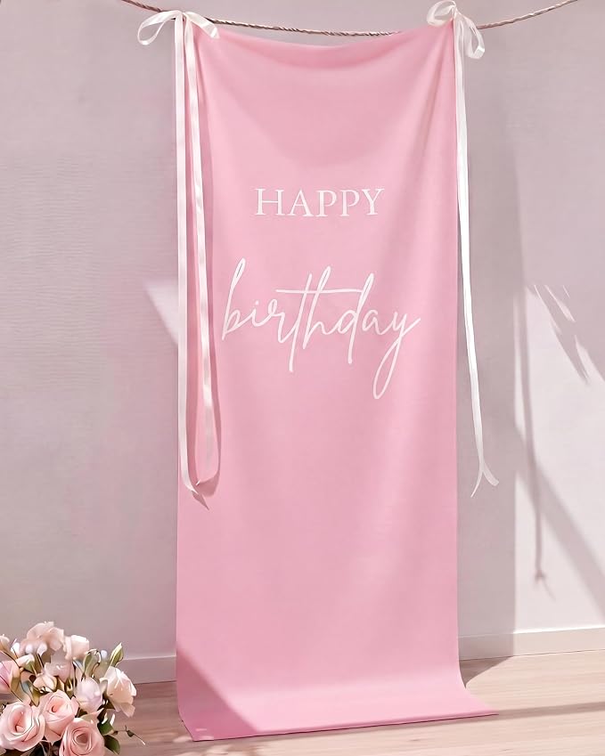 Tingjoo 27 × 78 Inch Happy Birthday Fabric Banner Long Birthday Party by Tingjoo