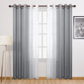 DWCN Grey Ombre Faux Linen Short Sheer Curtains by DWCN