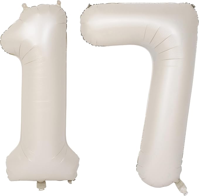 40 In Cream white Number Balloons Helium Foil Mylar Balloon Digital 17 | by Exquisitehighqualitypartydecorationstomeetyoureveryneed%EF%BC%81
