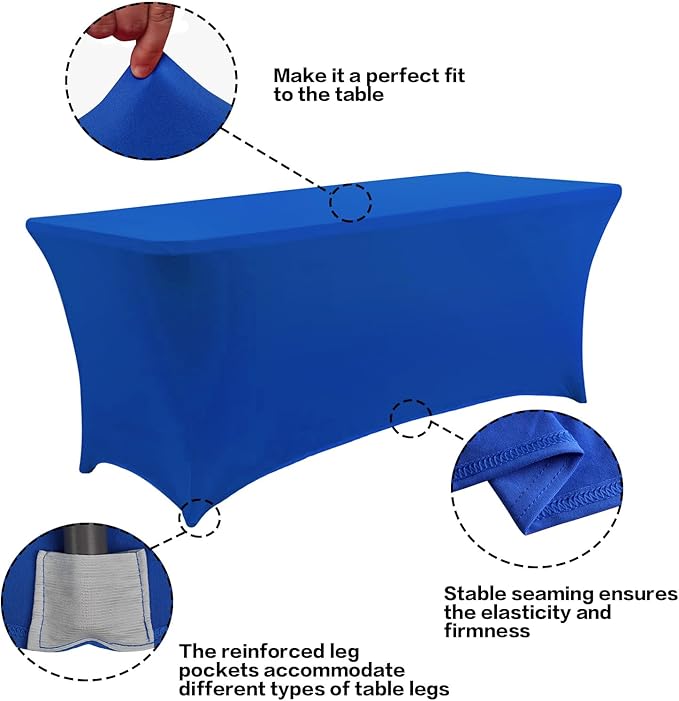 IVAPUPU 8FT Table Cloth for Rectangular Fitted Events Stretch Fuchsia Table Covers Washable Cover Spandex Tablecloth Protector for Party, Wedding, Cocktail, Banquet, Festival