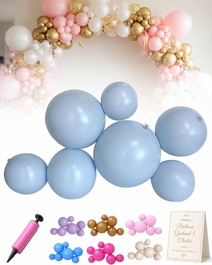 Reusable Balloon Garland 5 Cluster Inflatable Latex Free PVC Clusters Arch Kit by Frewac