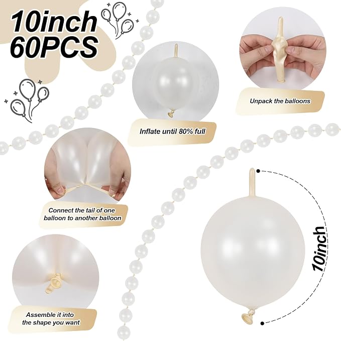 Pearl White Linking Balloons, Tails Balloon - Image 2