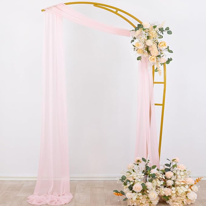 Socomi Blush Pink Wedding Arch Draping Fabric 29" x 20Ft 4 Panels Sheer Outdoor Curtain Drapes Extra Long for Bridal Baby Shower Ceremony Birthday Party Decor