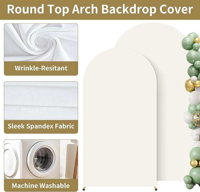 2 Pack Arch Backdrop Stand and Cover Set, Balloon Arch Stand | Metal Background - Image 5