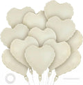 12 Pcs Cream Heart Balloons, 18 Inch Heart Foil Balloons Love Balloon Valentine by YOTHORN