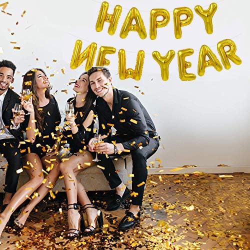 TONIFUL Gold Happy New Year Balloons 16 Inches Mylar Foil Letter Sign Banner - Image 4