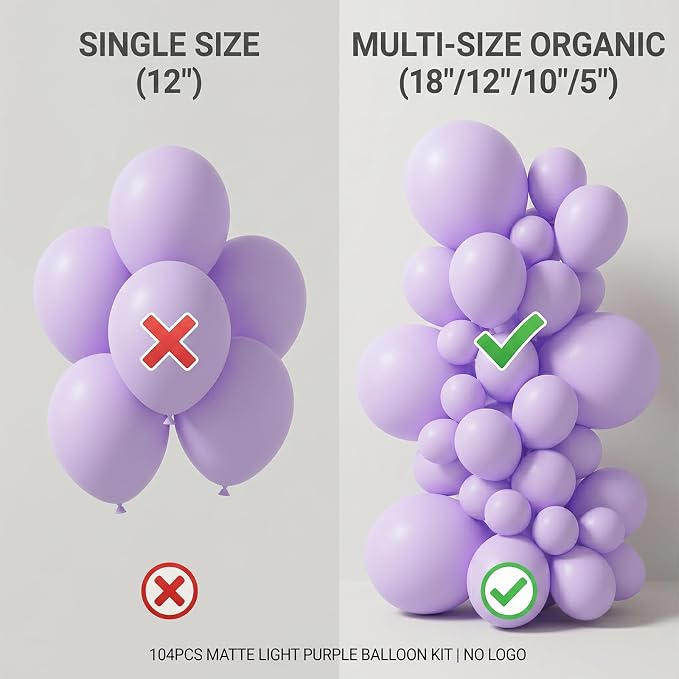 104pcs Pastel Purple Balloons Garland Arch Kit, 18 12 10 5 Inch | Macaron Light - Image 4