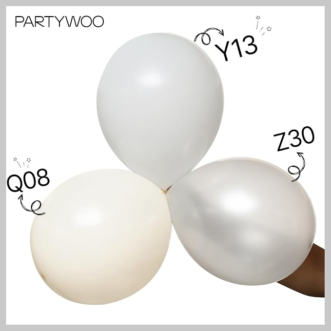 PartyWoo Pearl White Balloons 50pcs Metallic White Color 12 Inch | Balloons - Image 4