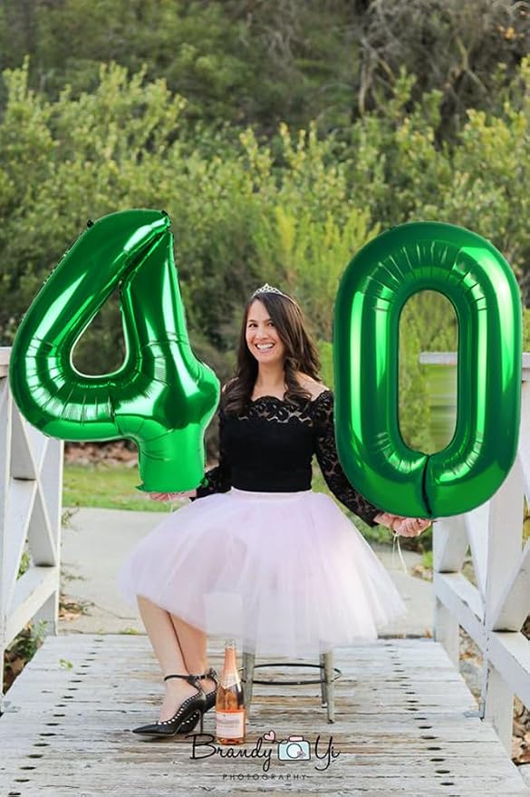 4 Balloon Numbers Birthday Decorations, 40In Green Balloons - Image 5
