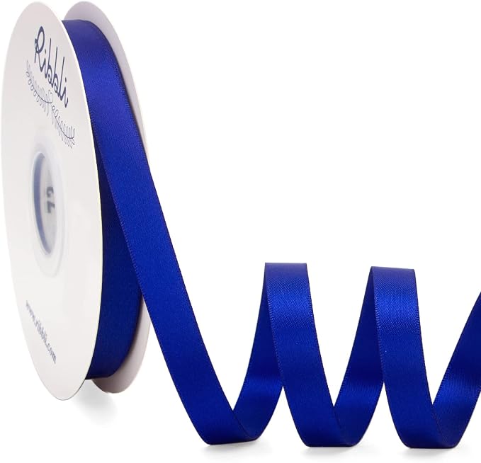 Ribbli Cobalt Blue Satin Ribbon Double Faced Satin 1/2 inch x Continuous 50 by Ribbli
